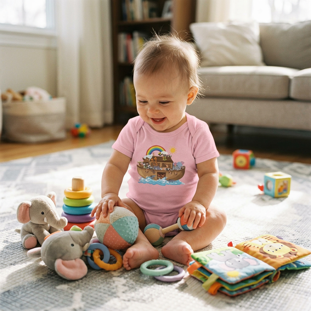 Noahs Ark baby short sleeve one piece