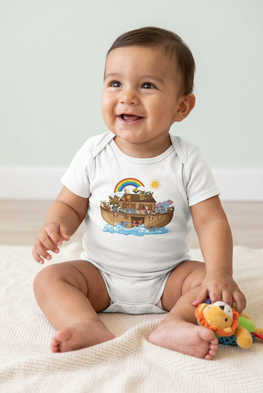 Noahs Ark baby short sleeve one piece