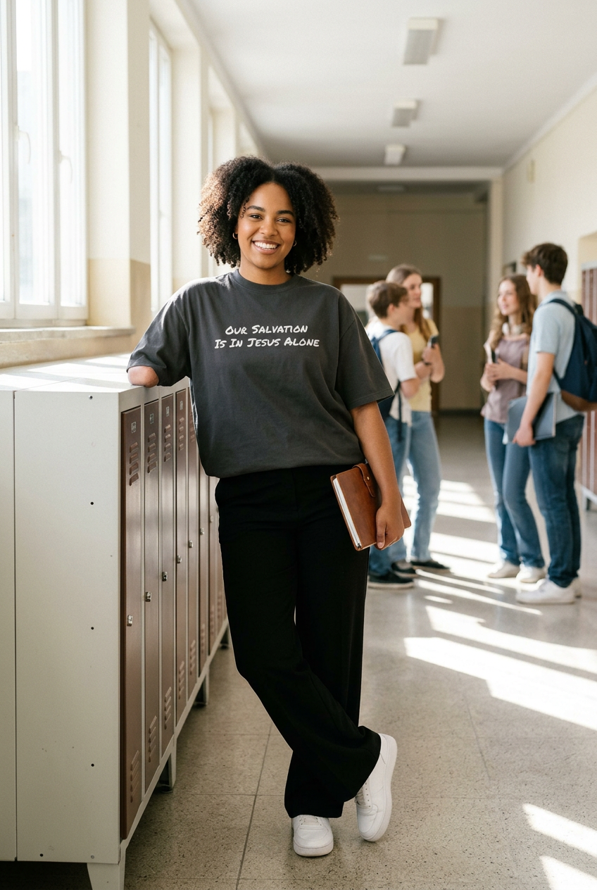 Through Jesus Alone Oversized Graphic Tee – Premium Heavyweight Christian Streetwear