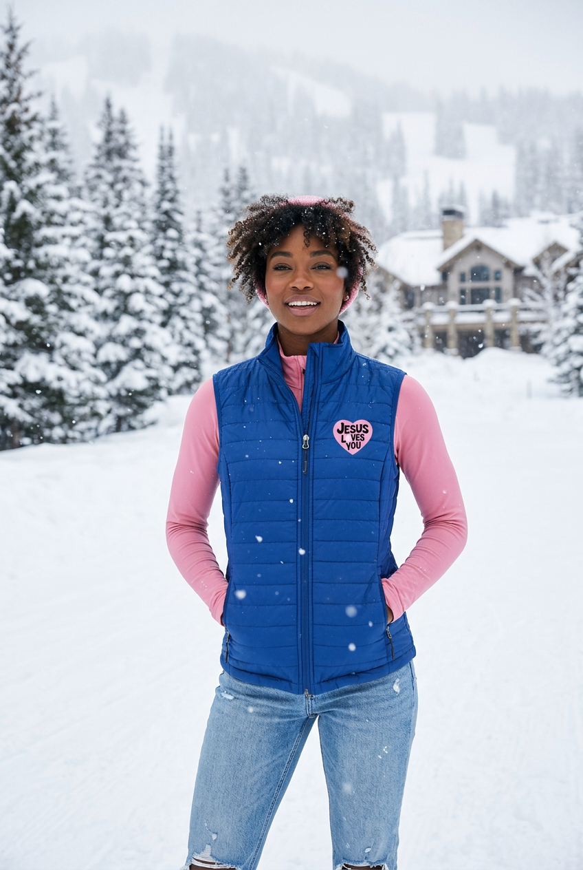 Jesus loves you Puffer vest for Women