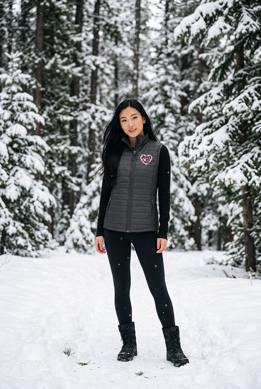 Jesus loves you Puffer vest for Women
