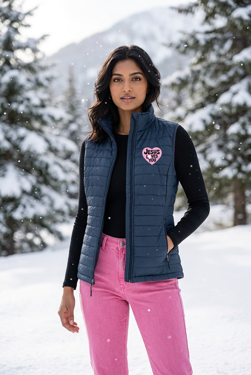 Jesus loves you Puffer vest for Women