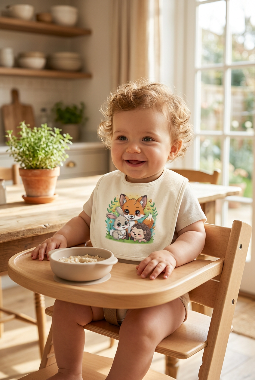 Woodland babies bib