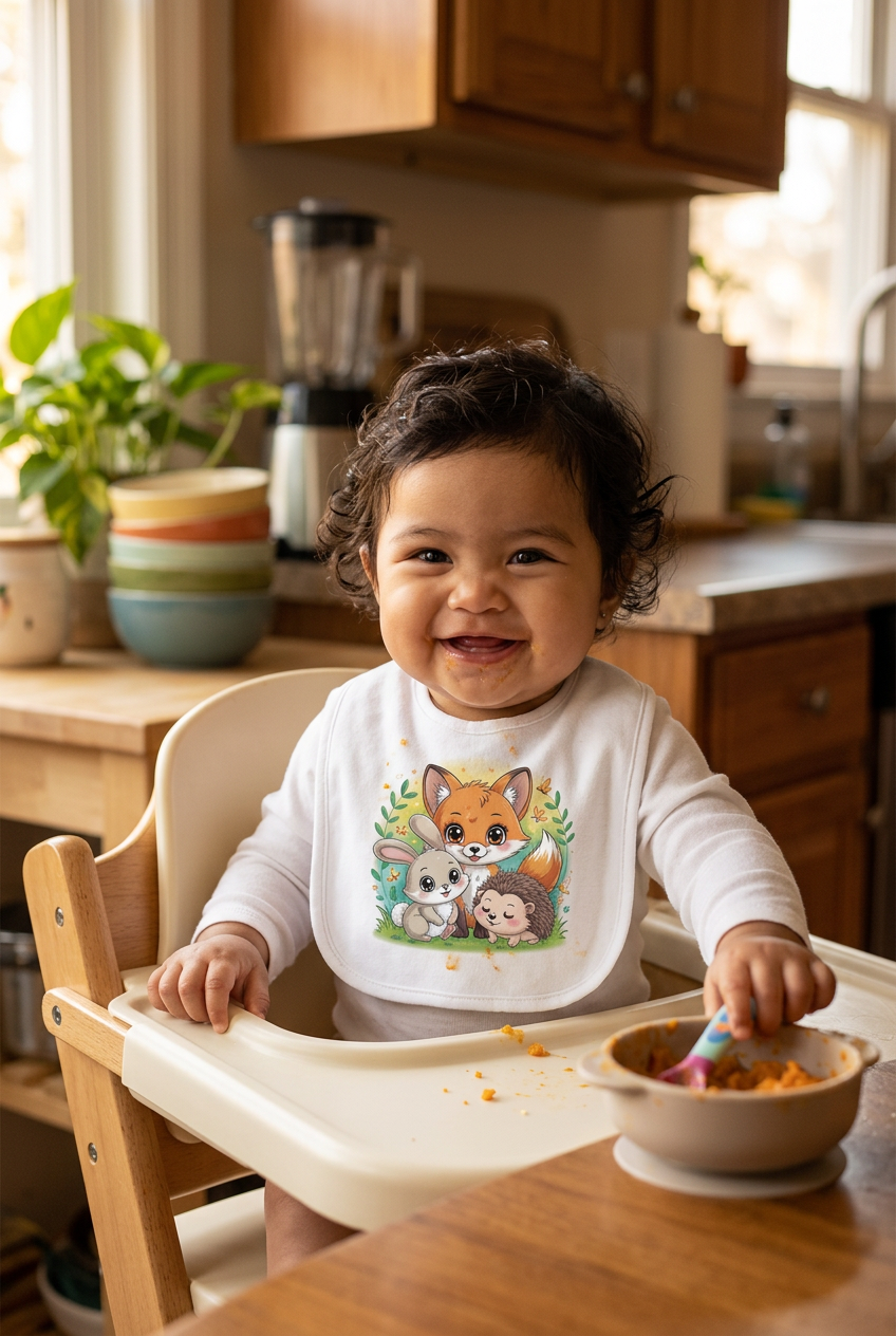 Woodland babies bib