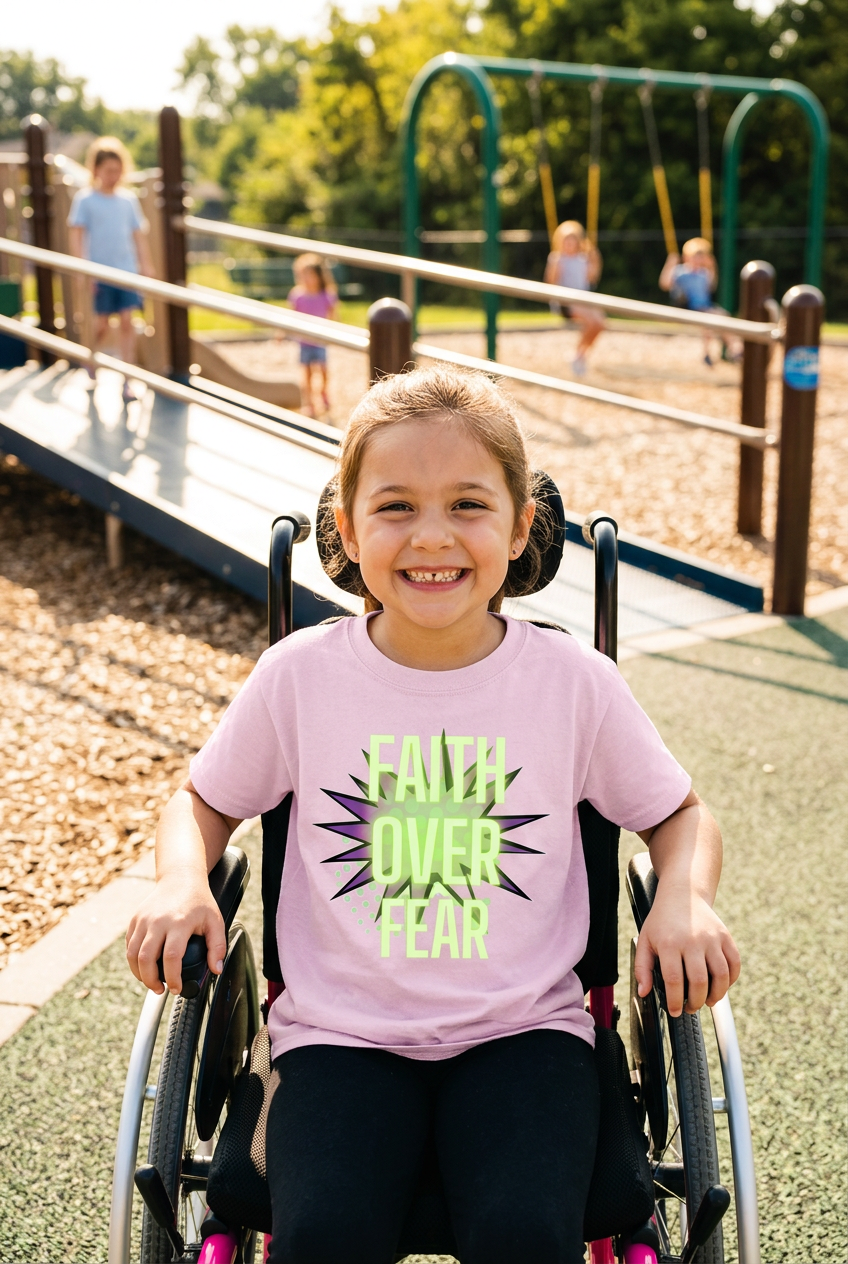 Youth Pop Art Faith Over Fear graphic tee