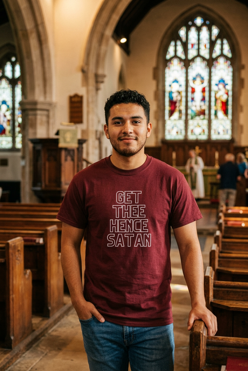 Get Thee Hence Satan Heavyweight Tee