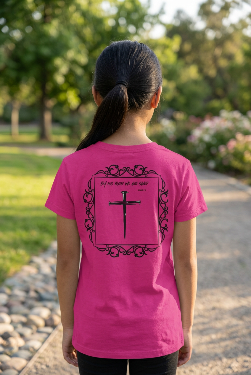 By his blood we are saved- Youth Short Sleeve T-Shirt