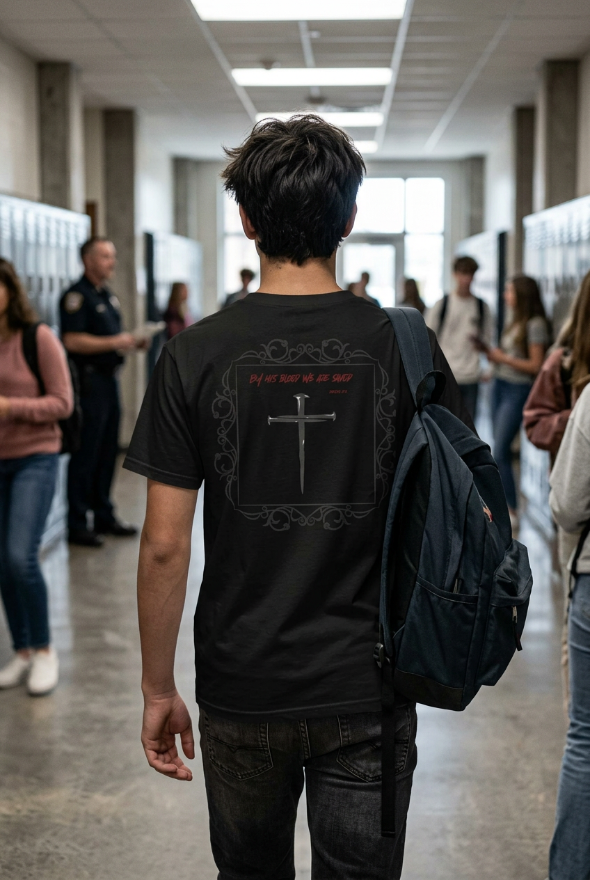 By his blood we are saved- Youth Short Sleeve T-Shirt