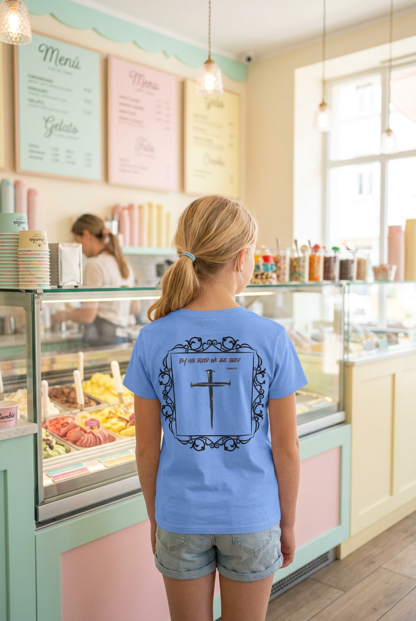 By his blood we are saved- Youth Short Sleeve T-Shirt