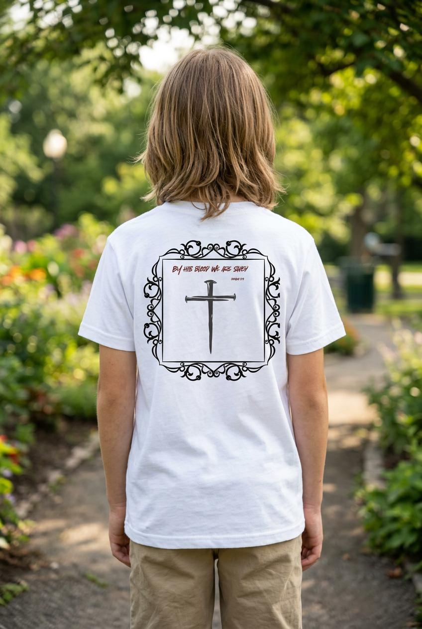 By his blood we are saved- Youth Short Sleeve T-Shirt